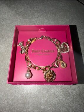 Juicy Couture Gold-Tone Charm Bracelet with Pink Box